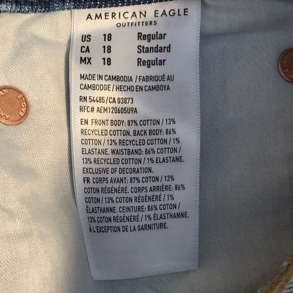 American Eagle Curvy Stovepipe Jeans Womens 18 (34w) Blue Strigid High Rise Raw - Picture 6 of 10